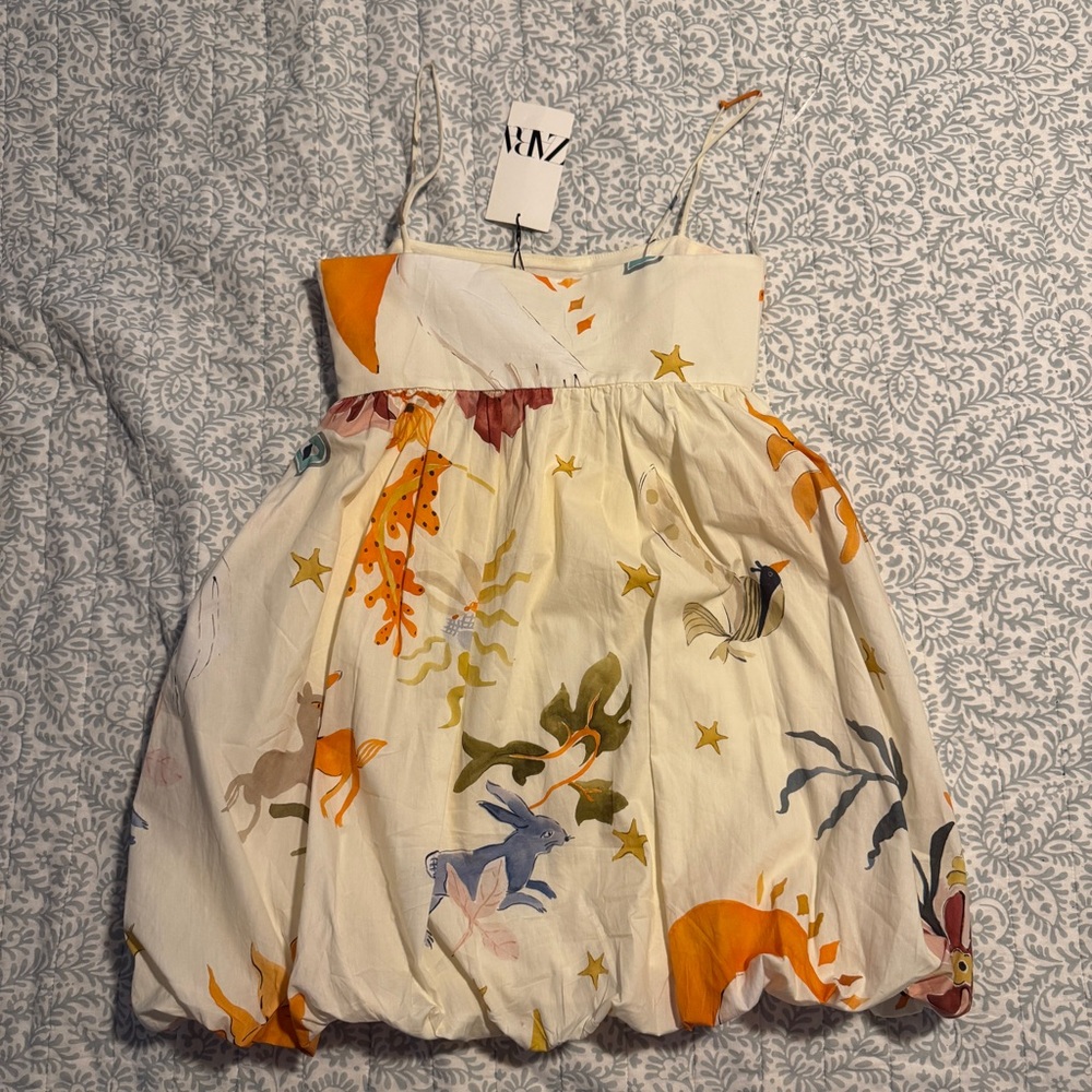 Zara Orange White Animal Dress - NWT - Picture 4 of 4